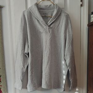 L.L. Bean Light Gray Pullover With Collar, Sz 2X, Incredibly Warm